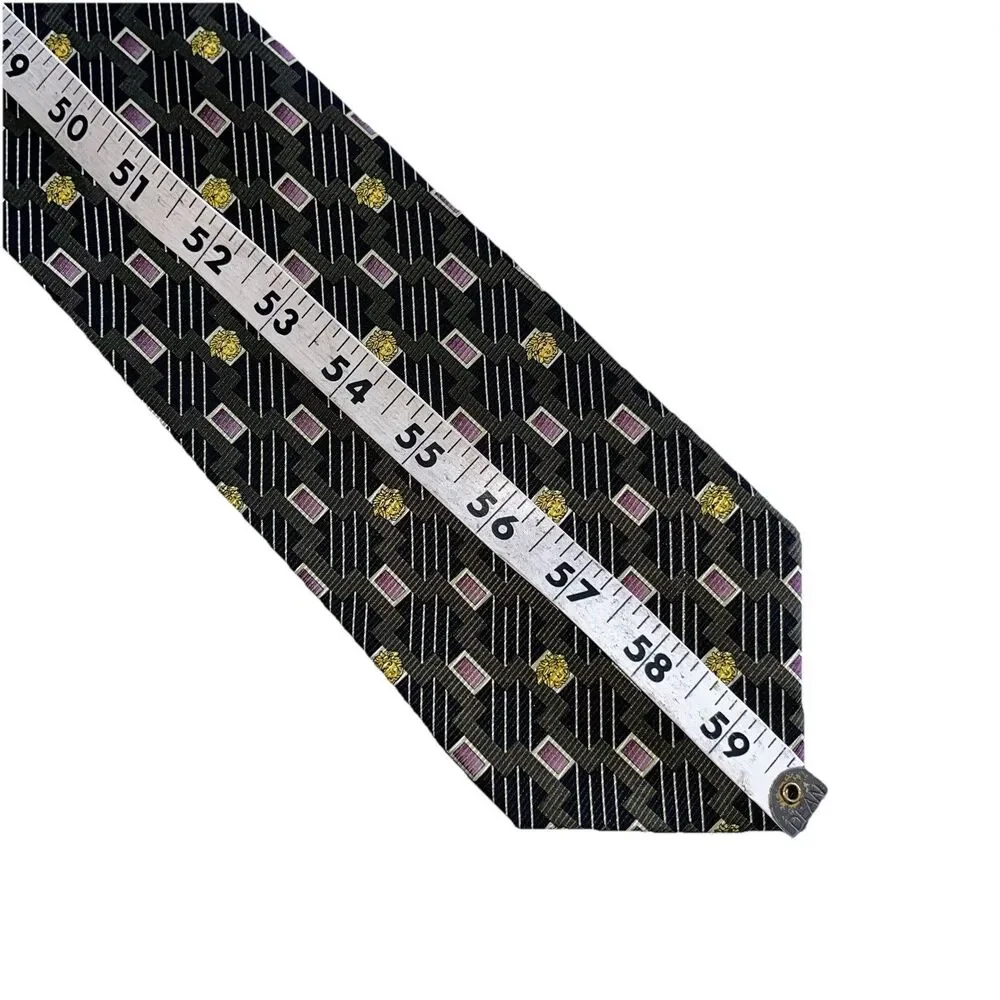 Vintage Gianni Versace Medusa Mens Tie Necktie 100% Silk Art Deco Made Italy